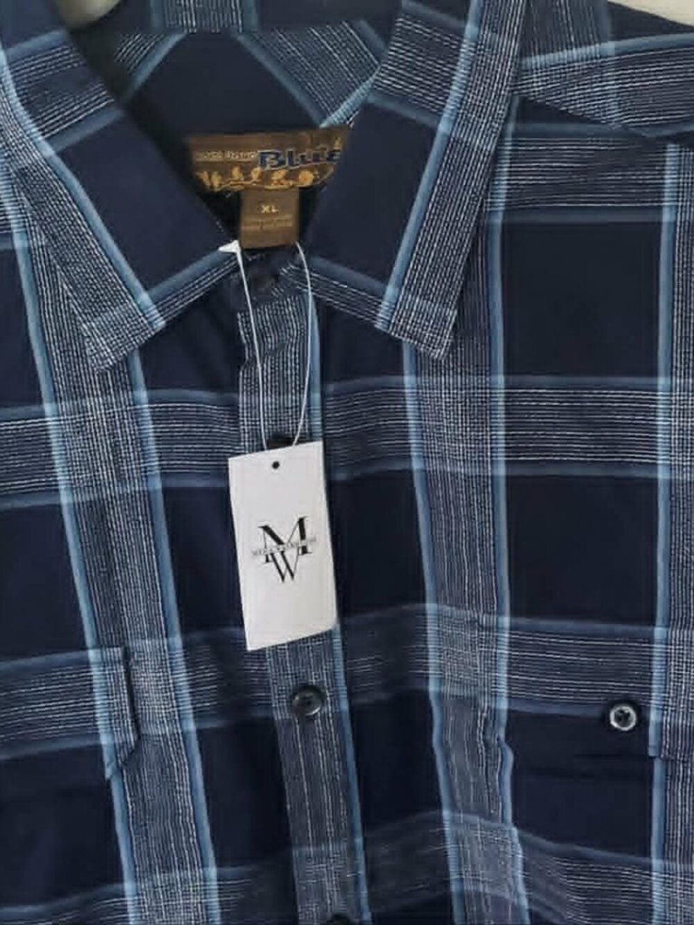 Pronto Uomo Blue- men's XL long sleeve shirt- New!! 100% cotton- Men's Warehouse